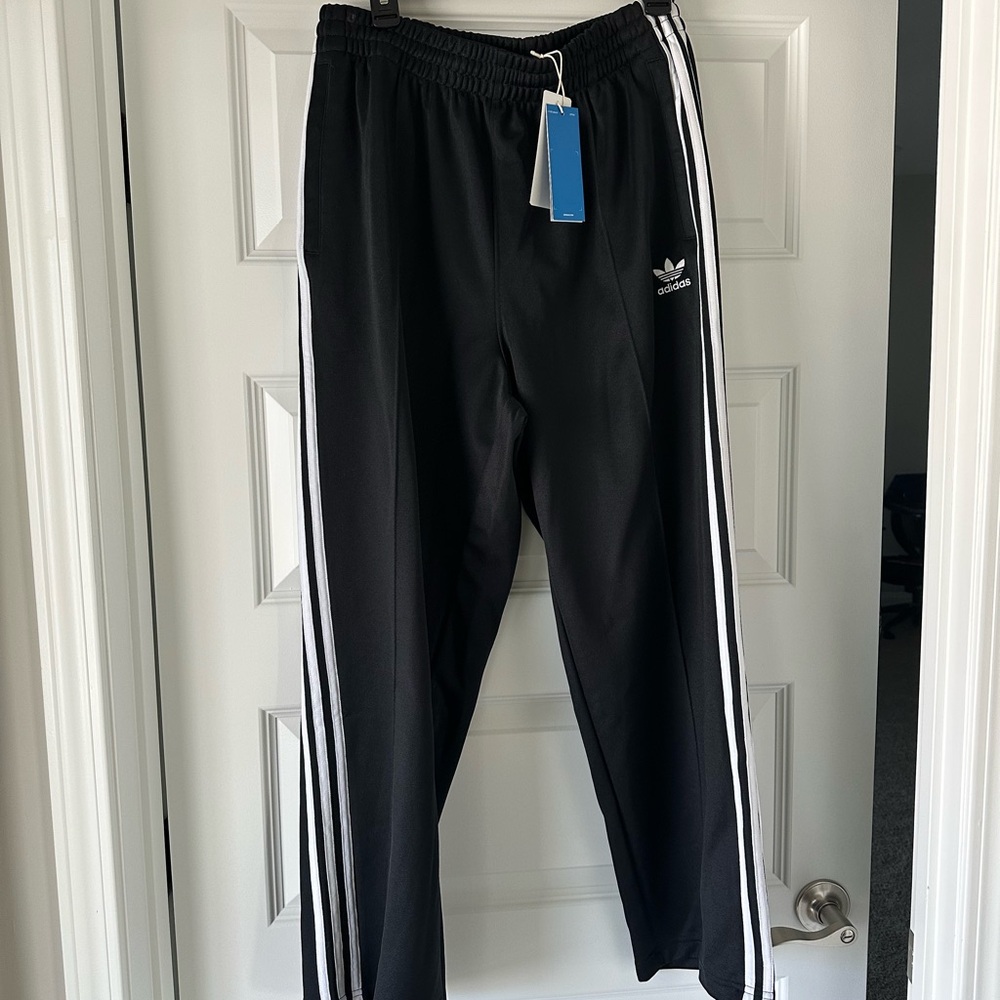 Adidas Black Joggers with White Accents; Size Medium; (New)